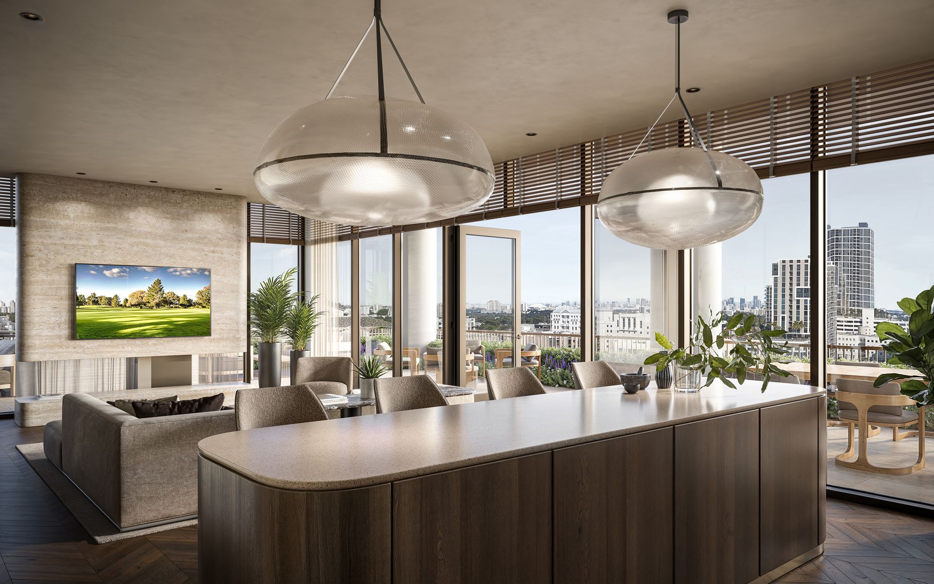Resident lounge with catering kitchen