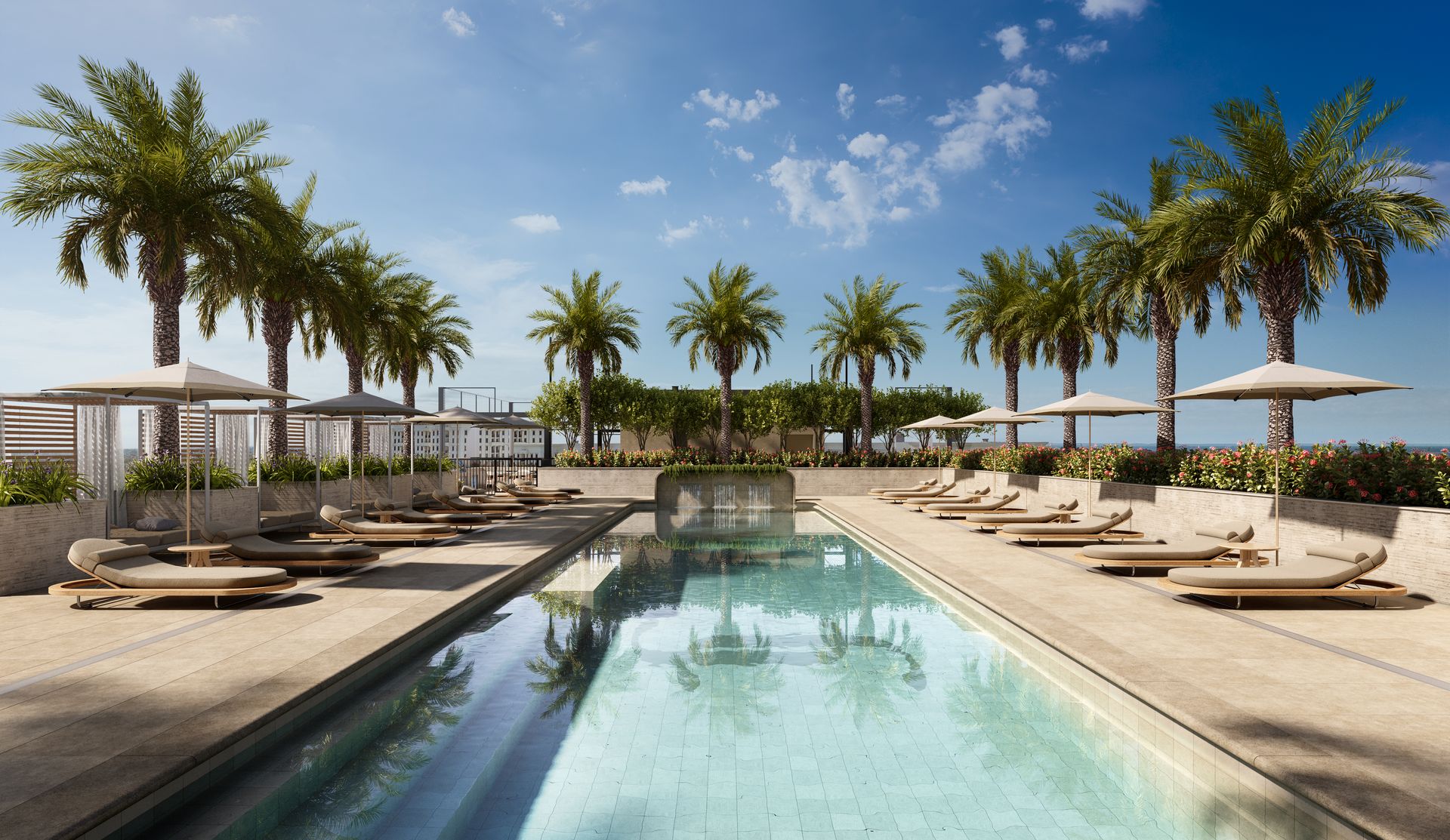 Rooftop pool with cabanas